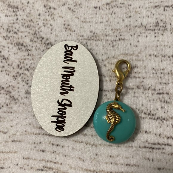 *Anthropologie The Collector's Charm Ocean Turquoise Gold Seahorse - Picture 1 of 2
